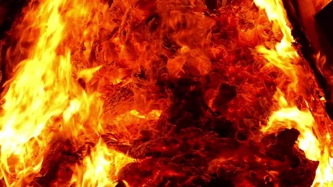 Flames of a bonfire.Slow Motion. Video stock 105598685