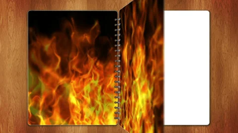 Flames book two page with blue screen Stock Footage 27725280