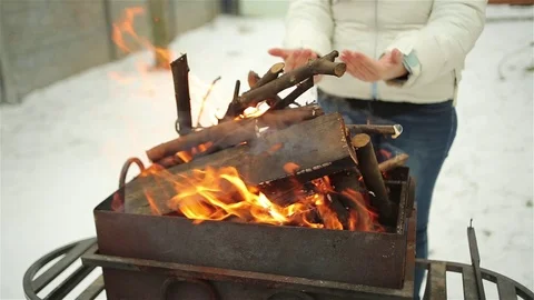 Flames from the brazier Stock Footage 70932961