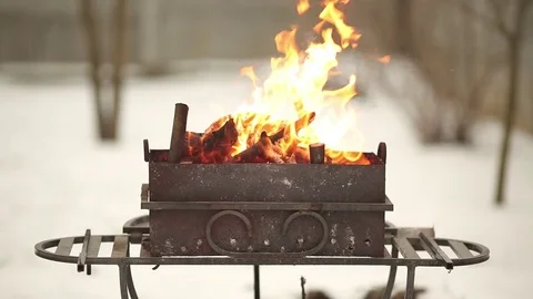 Flames from the brazier Stock Footage 70932990