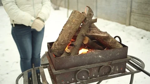 Flames from the brazier Stock Footage 70933038