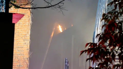 Flames on building Stock Footage 116081610