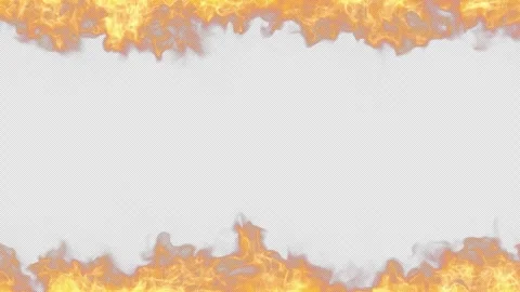 Flames Buring in Slow Motion on Top and Bottom of Frame, Fire Endless Loop Видео 334571081