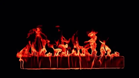 Flames burning across bottom edge of screen on black background Stock Footage 327517106
