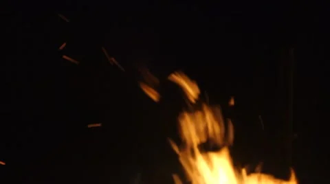 Flames burning in the bonfire Stock Footage 62185978