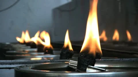 Flames Burning At The Buddhist Temple Stock Footage