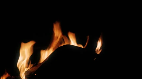 Flames Burning in Darkness at Night, Close Up Fire Silhouette Stock Footage 346176093