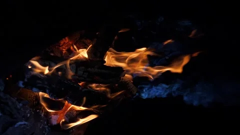 The flames of a burning fire at night Stock Footage 285876774