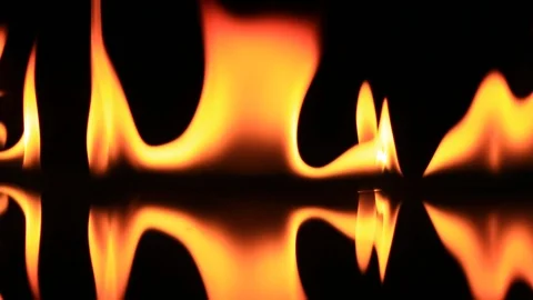 Flames Burning Over Black Isolated with Reflection Stock Footage 104077036