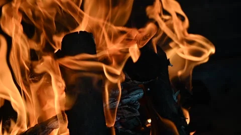 The flames of burning wood in the fireplace. Stock Footage 274970724