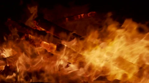 Flames Burning Wood Stock Footage 49100513