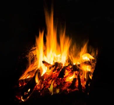 Flames of a campfire in the night Stock Photos