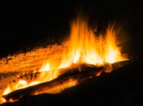 Flames of a campfire in the night Stock Photos