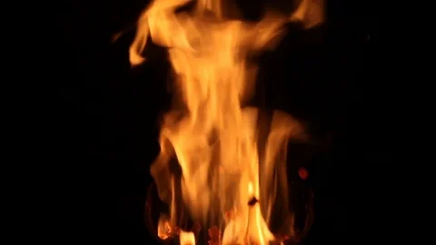 The flames dance in the crucible of a stove Stock Footage 84855579