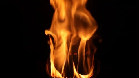 The flames dance in the crucible of a stove Stock Footage 84855839