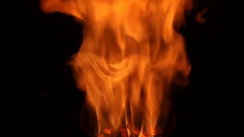 The flames dance in the crucible of a stove Stock Footage 84898862