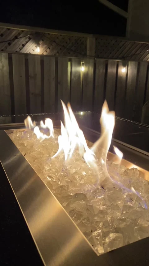Flames Dancing on a  Propane Firepit Stock Footage 162690111