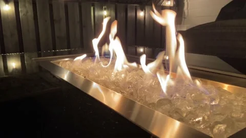 Flames Dancing on a  Propane Firepit Stock Footage 162690121