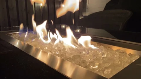 Flames Dancing on a  Propane Firepit Stock Footage 162690123