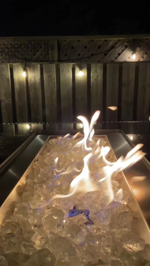 Flames Dancing on a  Propane Firepit Stock Footage 162690126