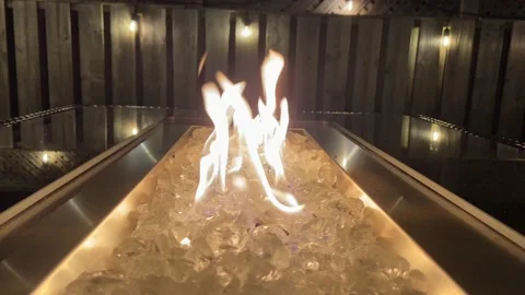 Flames Dancing on a  Propane Firepit Stock Footage 162690128