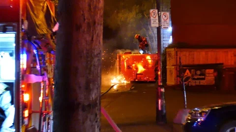 Flames during garbage fire Stock Footage 116711756