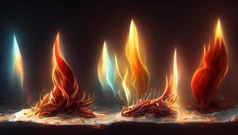 Flames erupt from under the stones. Stock Illustration