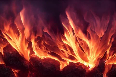 Flames erupt from under the stones. Stock Illustration