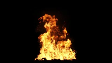 Flames fiery blazing on ground effect isolated on black backgrounds Stock Footage 331075103
