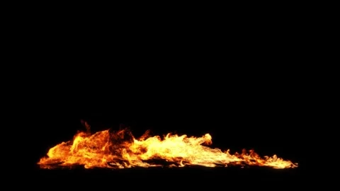 Flames fiery flowing wind on ground visual effect render black backgrounds Stock Footage 331989033