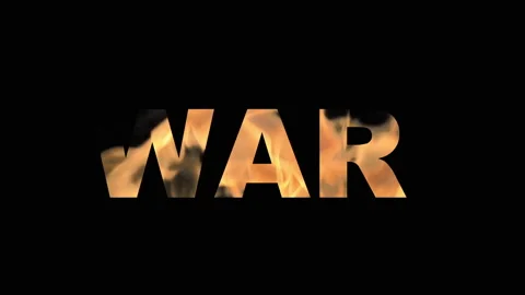 Flames of fire animation in burning letters WAR isolated on black background Stock Footage 224476940