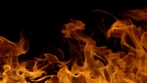Flames of fire on black background in slow motion Stock Footage 70963202