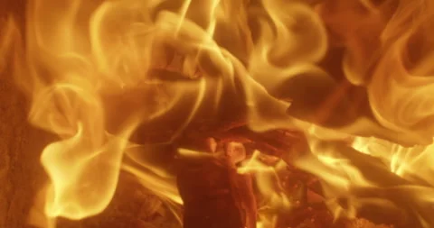 Flames Of Fire On Black Background In Slow Motion Stock Footage 265083305