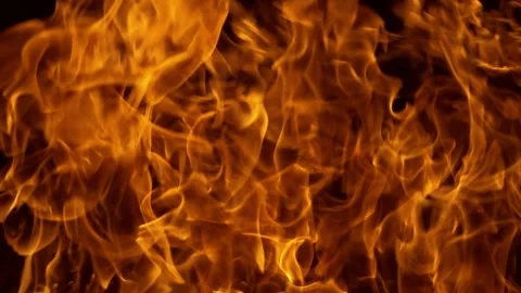 Flames of fire on black background in slow motion Stock Footage 308235035