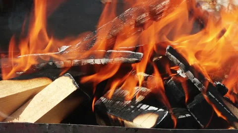 Flames Of Fire, close up of burning wood Vídeo Stock 41732295
