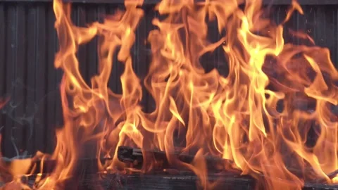 Flames of fire close up. Slow motion Video stock 155674243