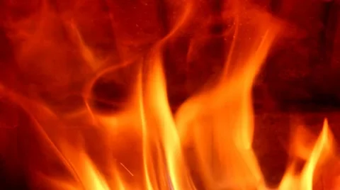 Flames of fire in fireplace Stock Footage 46954602