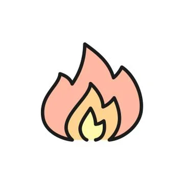 Flames, fire flat colorline icon. Isolated on white background 스톡 일러스트