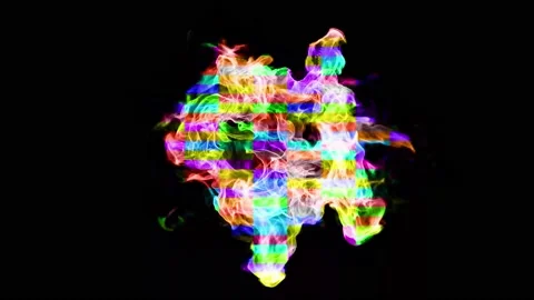 The flames of the fire glitch in coloured blocks against a black background Stock Footage 239907523