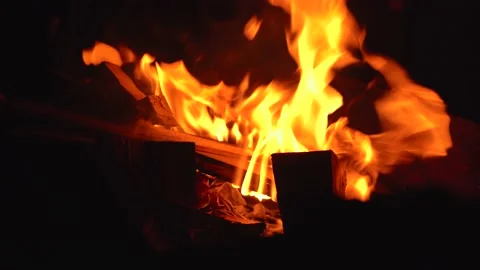 Flames from the fire in the grill Stock Footage 141031833