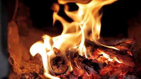 Flames of a fire in the oven Stock Footage 50491043