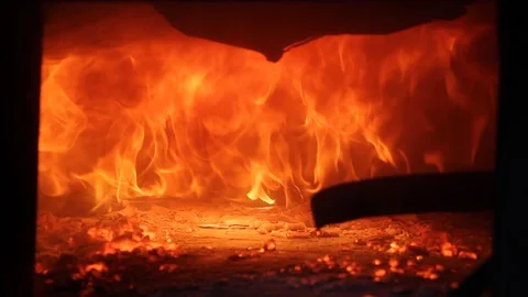 Flames Of Fire In An Oven Stock Footage 127920142