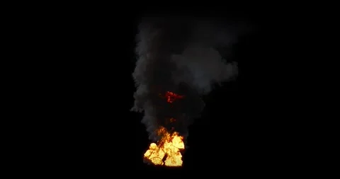 Flames fire petrol explosion isolated on black backgrounds rendering Vídeos de archivo 331569833