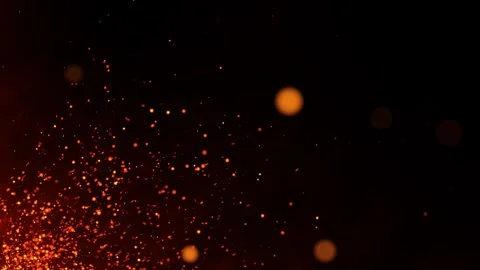 Flames fire sparks flying particles motion effect on dark backgrounds rendering Vídeos de archivo 328339289