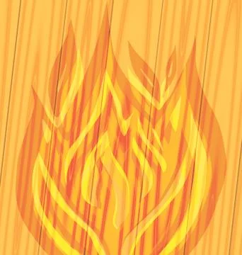 Flames of fire on the wooden Stock Illustration