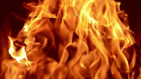 Flames in a fireplace close-up 動画素材 132062542