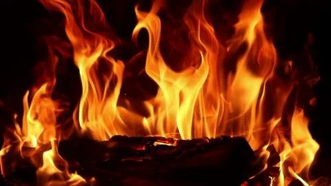 Flames of a fireplace Stock Footage 84847427