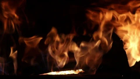 Flames Of A Fireplace Stock Footage 85426587