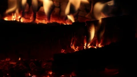 Flames Of A Fireplace Stock Footage 86227983