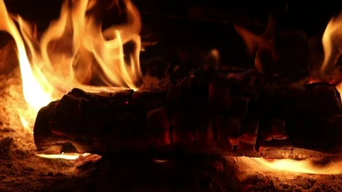Flames Of A Fireplace Stock Footage 86475911